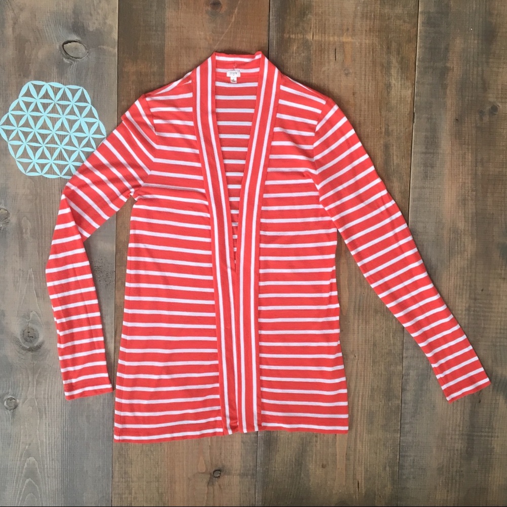 J Crew Lightweight Orange/White Cardigan. Size S